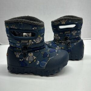 Bogs Rebound BMoc Puffy Puffer Boots Waterproof Insulated Owl Blue Kids Infant 7